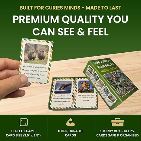 Animal Fun Fact Cards – 200 Screen-Free, Curiosity-Boosting Cards for Kids (Ages 5+)