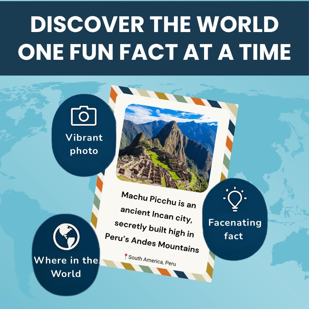 World Landmarks Fun Fact Cards – 200 Screen-Free Facts for Curious Kids (Ages 5+)