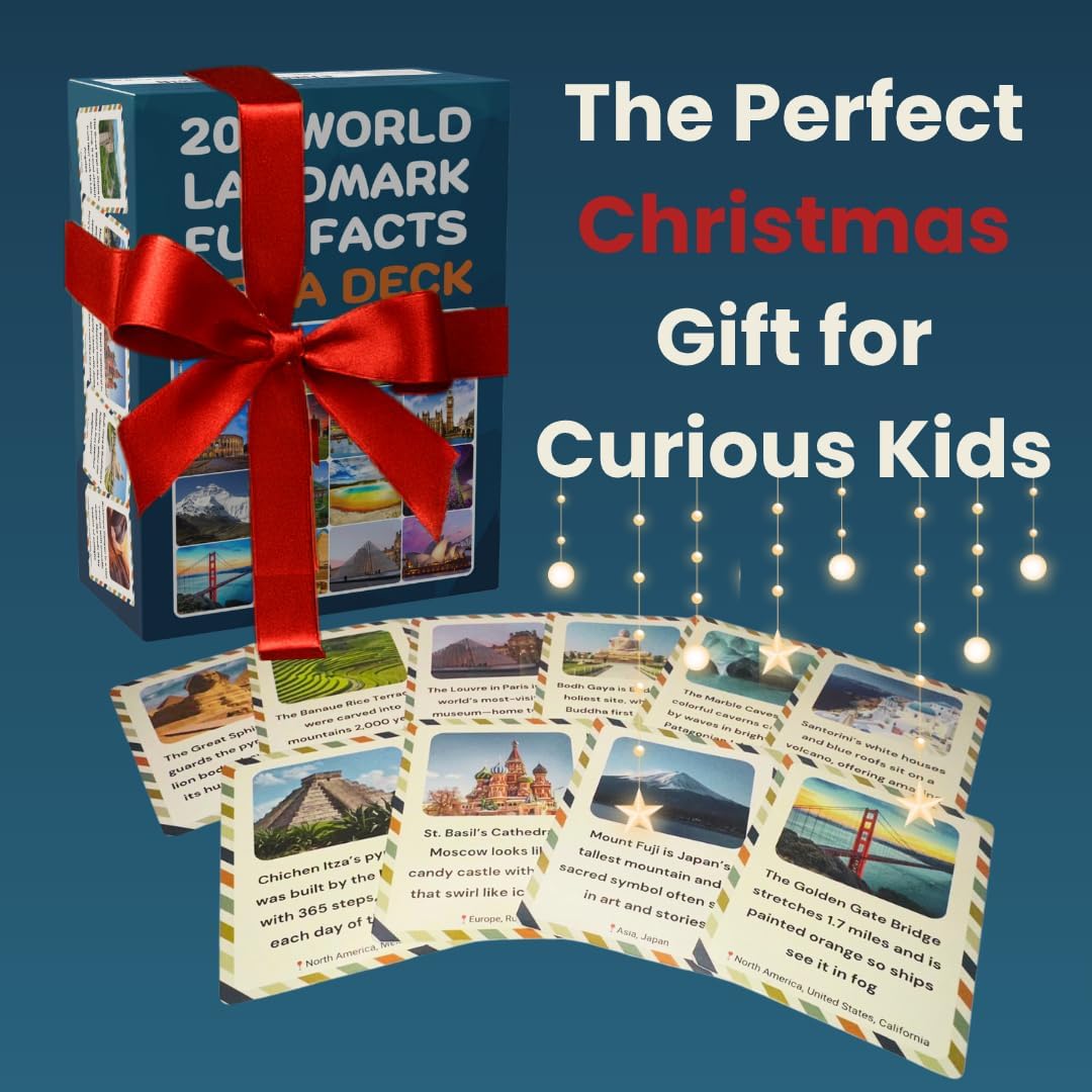World Landmarks Fun Fact Cards – 200 Screen-Free Facts for Curious Kids (Ages 5+)