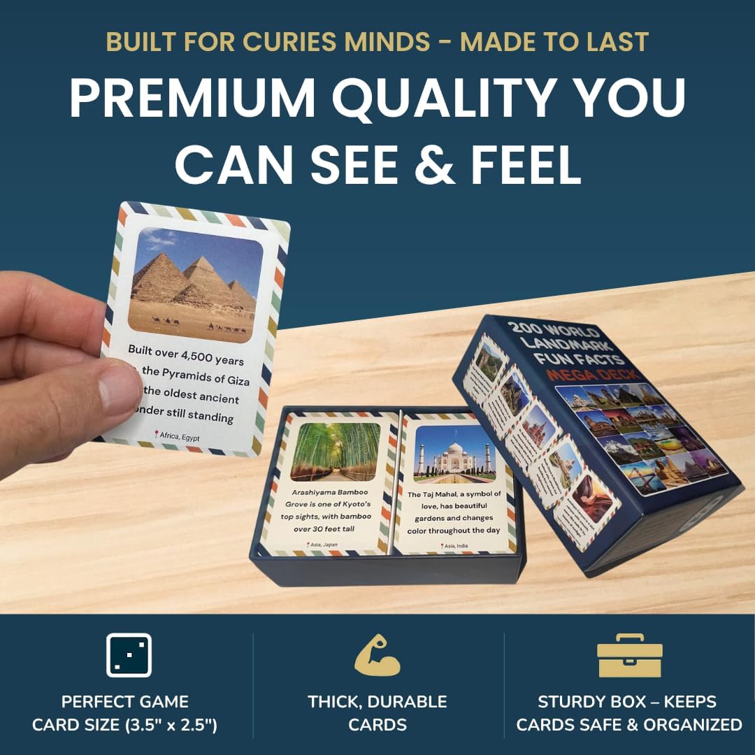 World Landmarks Fun Fact Cards – 200 Screen-Free Facts for Curious Kids (Ages 5+)