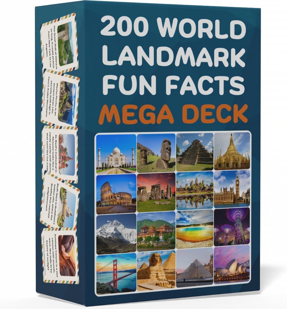 World Landmarks Fun Fact Cards – 200 Screen-Free Facts for Curious Kids (Ages 5+)