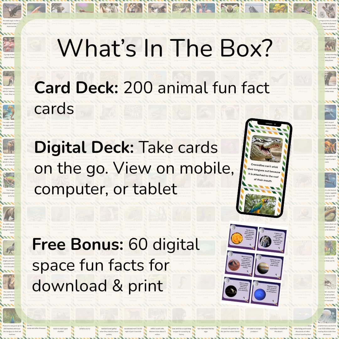 Animal Fun Fact Cards – 200 Screen-Free, Curiosity-Boosting Cards for Kids (Ages 5+)