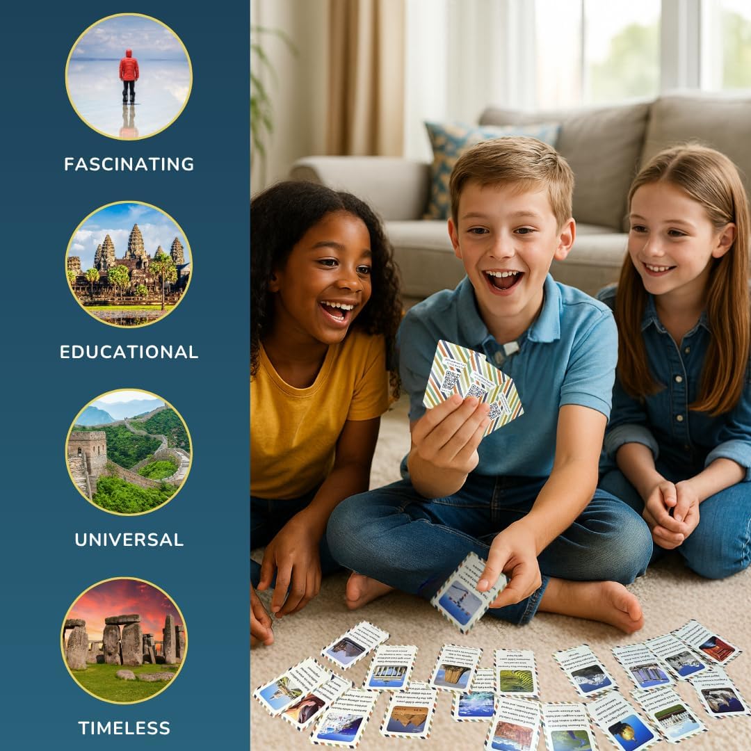 World Landmarks Fun Fact Cards – 200 Screen-Free Facts for Curious Kids (Ages 5+)