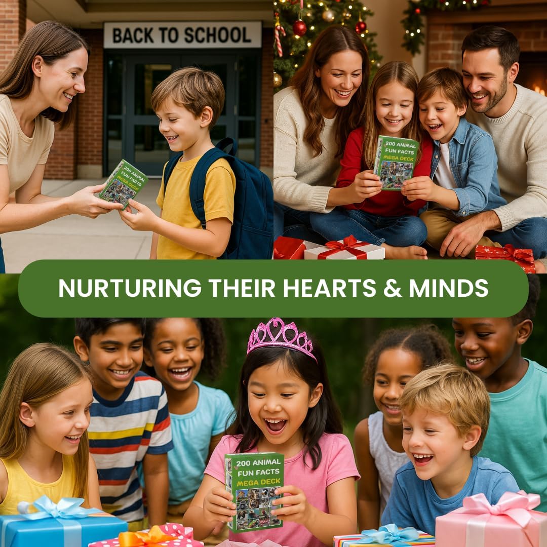 Animal Fun Fact Cards – 200 Screen-Free, Curiosity-Boosting Cards for Kids (Ages 5+)